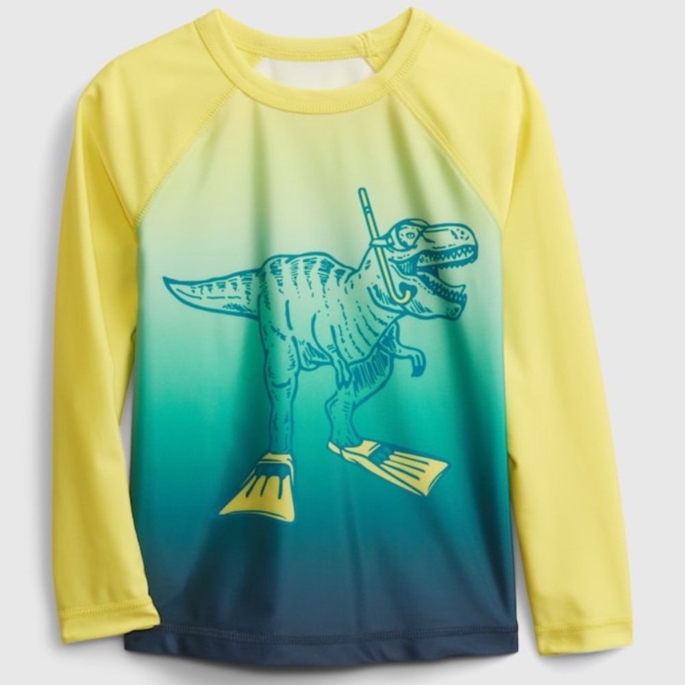 GAP Kids Yellow and Blue Dinosaur Rashguard